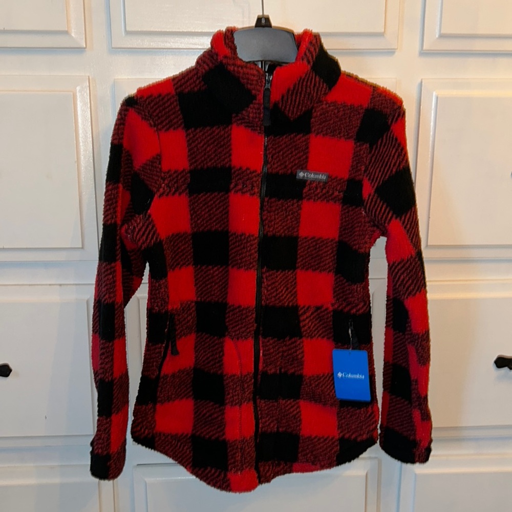 NWT WOMENS COLUMBIA BUFFALO PLAID FULL-ZIP FLEECE JACKET SZ SMALL
